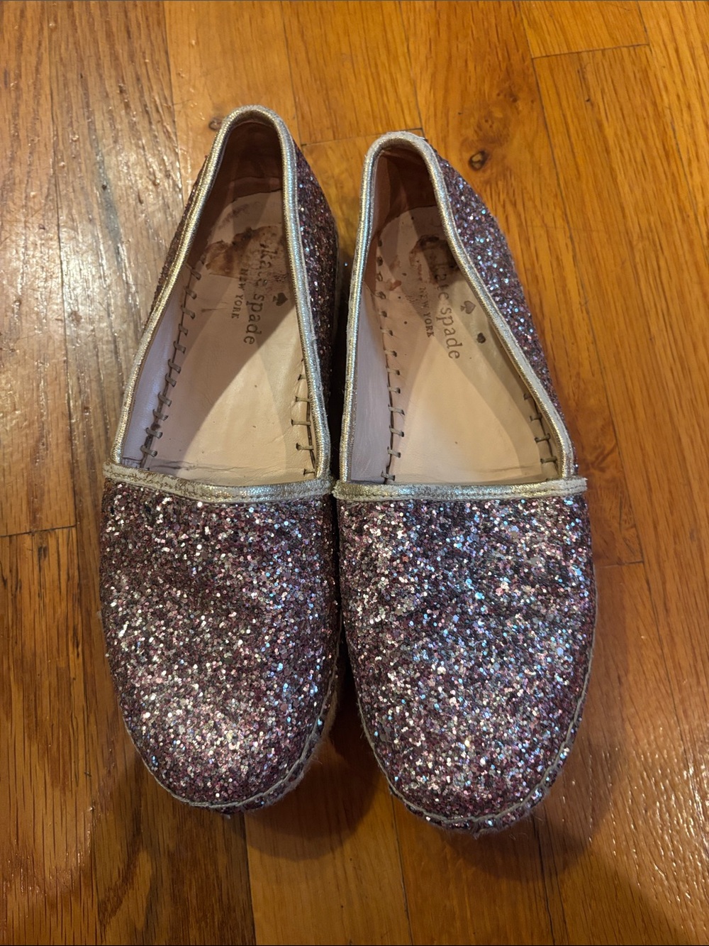 kate spade Rose Pink Glitter Slip-On Espadrilles Barbie Core size 6